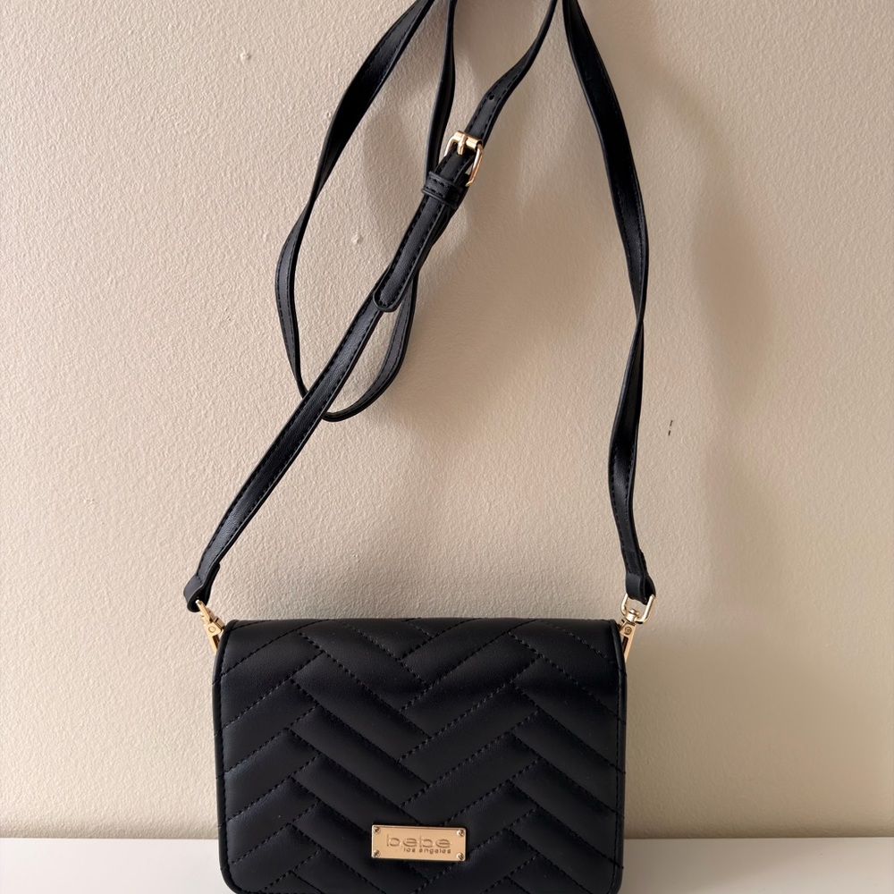 bebe Black Chevron Crossbody Bag